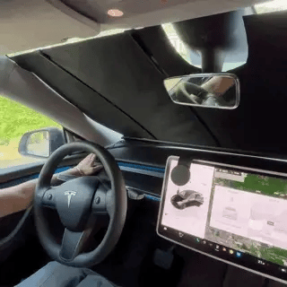 Patented automatic sunshade designed for Tesla. One‑button control, OBD powered, plug‑and‑play, no modifications needed.