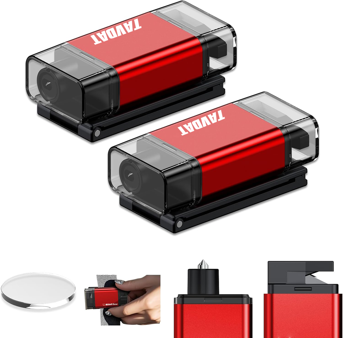 Tavdat™ 2-in-1 Car Safety Tool – Window Breaker & Seatbelt Cutter, Red 2‑Pack