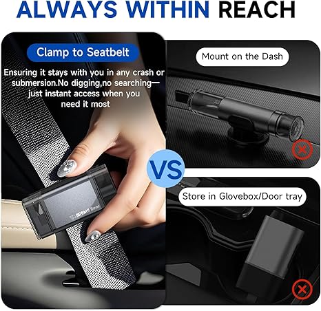 Tavdat™ 2-in-1 Car Safety Tool – Window Breaker & Seatbelt Cutter, Red 2‑Pack