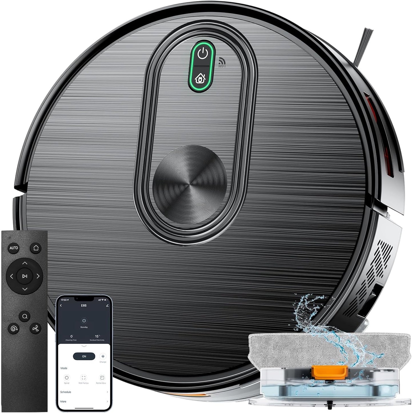 Robot Vacuum and Mop Combo, Strong Suction, 2-in-1 Robotic Vacuum with Gyro Navigation, Long Runtime, App/Wi-Fi/Voice Control, Slim, for Pet Hair Hard Floor Carpet