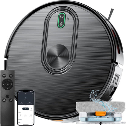 Robot Vacuum and Mop Combo, Strong Suction, 2-in-1 Robotic Vacuum with Gyro Navigation, Long Runtime, App/Wi-Fi/Voice Control, Slim, for Pet Hair Hard Floor Carpet