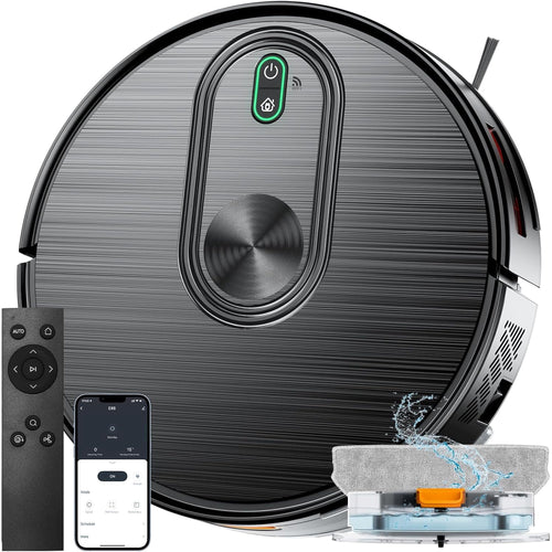 Robot Vacuum and Mop Combo, Strong Suction, 2-in-1 Robotic Vacuum with Gyro Navigation, Long Runtime, App/Wi-Fi/Voice Control, Slim, for Pet Hair Hard Floor Carpet