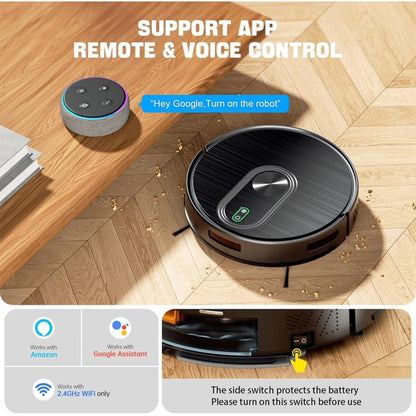 Robot Vacuum and Mop Combo, Strong Suction, 2-in-1 Robotic Vacuum with Gyro Navigation, Long Runtime, App/Wi-Fi/Voice Control, Slim, for Pet Hair Hard Floor Carpet